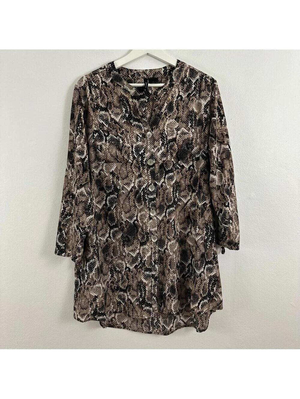 New Direction Animal Print Blouse Women's Size 2X